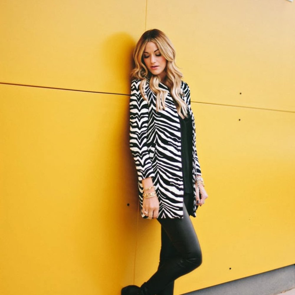 ZARA OVERSIZED COAT IN ZEBRA PRINT JACQUARD